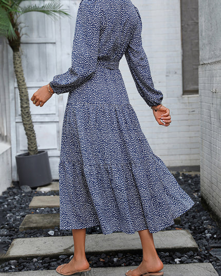 Surplice Neck Long Sleeve Midi Dress