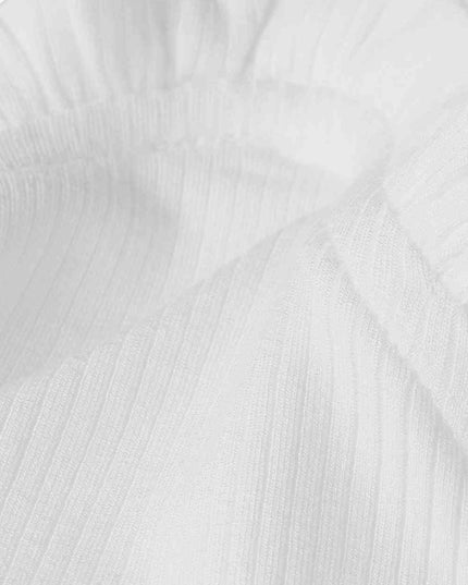 Ribbed Ruffle Trim Sleeveless Bodysuit