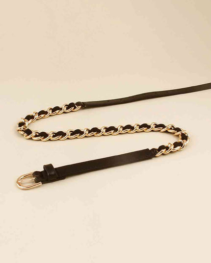 PU Chain Skinny Belt