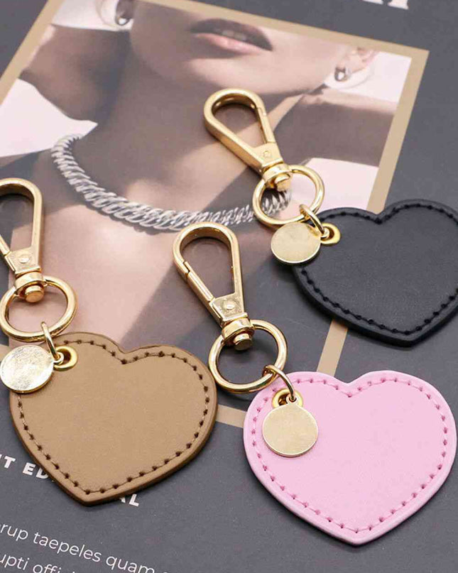 Assorted 4-Pack Heart Shape PU Leather Keychain