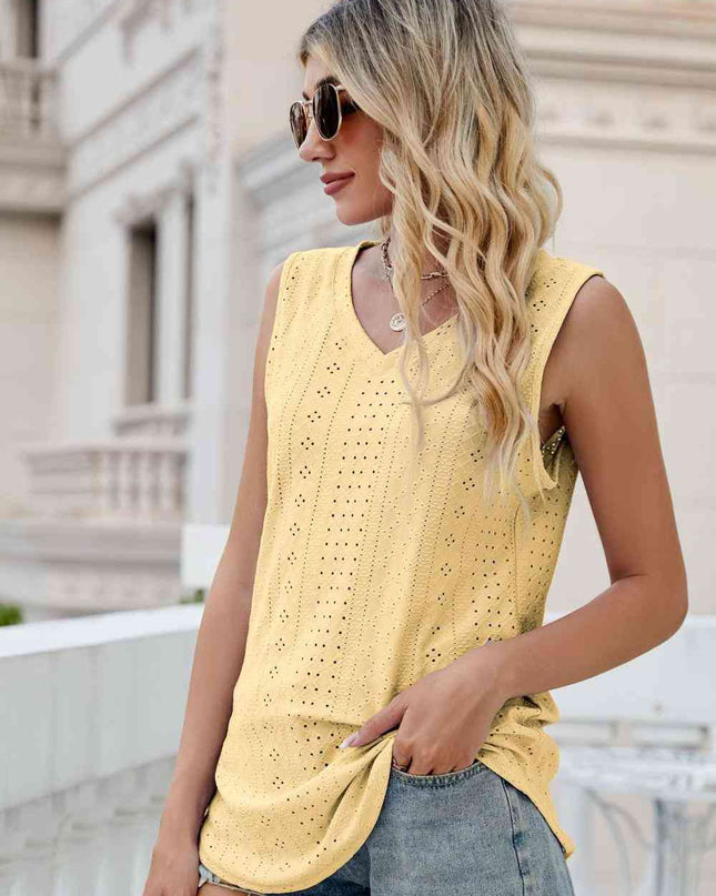 Eyelet V-Neck Tank