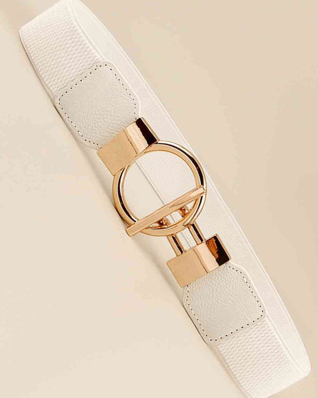 Circle Shape Buckle Zinc Alloy Buckle PU Leather Belt