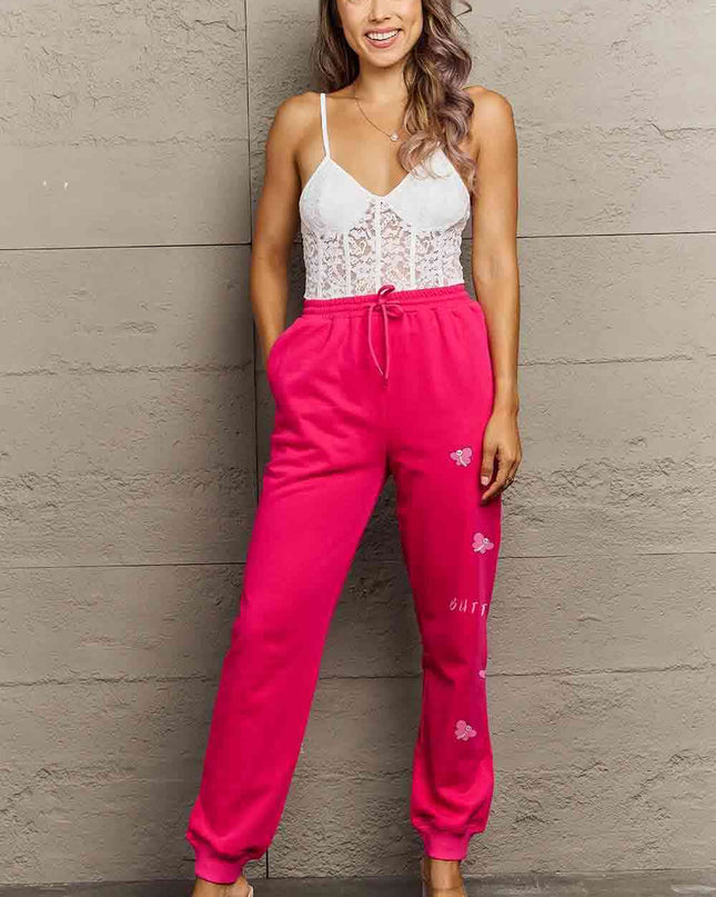 Simply Love Simply Love Full Size Drawstring BUTTERFLY Graphic Long Sweatpants
