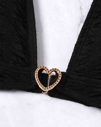Textured High Cut Bikini Set