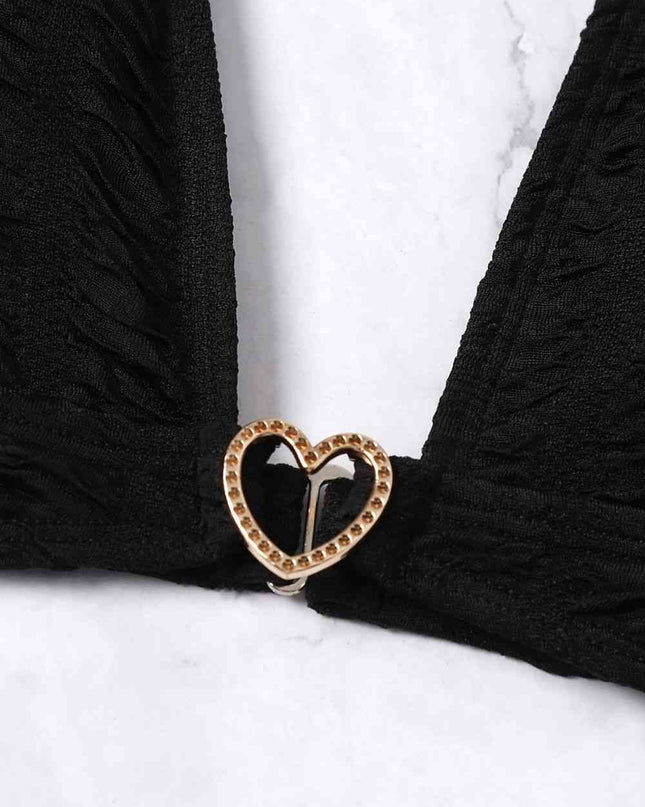 Textured High Cut Bikini Set