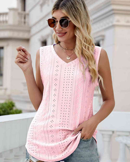 Eyelet V-Neck Tank