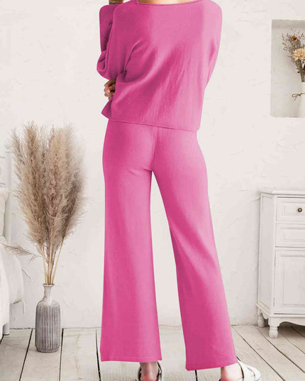 Long Sleeve Lounge Top and Drawstring Pants Set