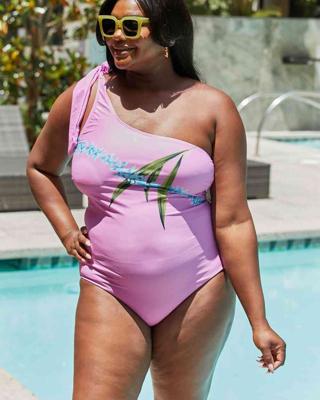 Marina West Swim Vacay Mode One Shoulder Swimsuit in Carnation Pink