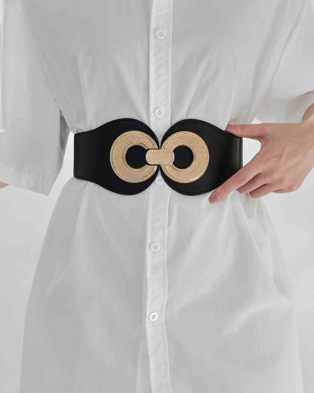 Alloy Buckle Elastic PU Belt
