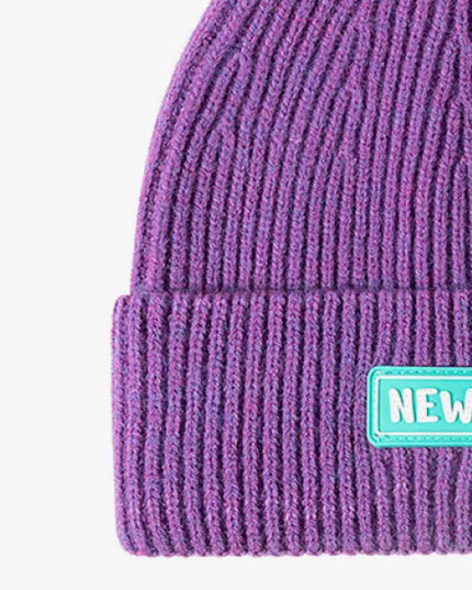 NEWYORK Patch Rib-Knit Cuffed Beanie