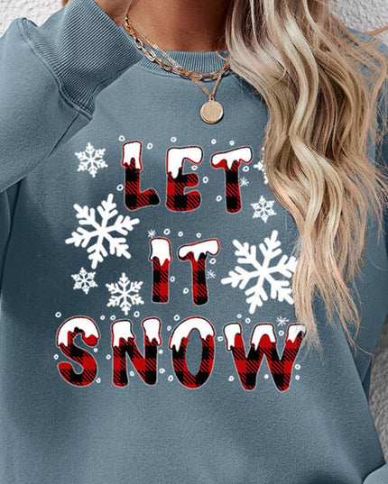 LET IT SNOW Round Neck Long Sleeve Sweatshirt