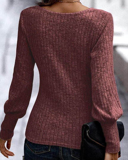 Scoop Neck Long Sleeve Blouse