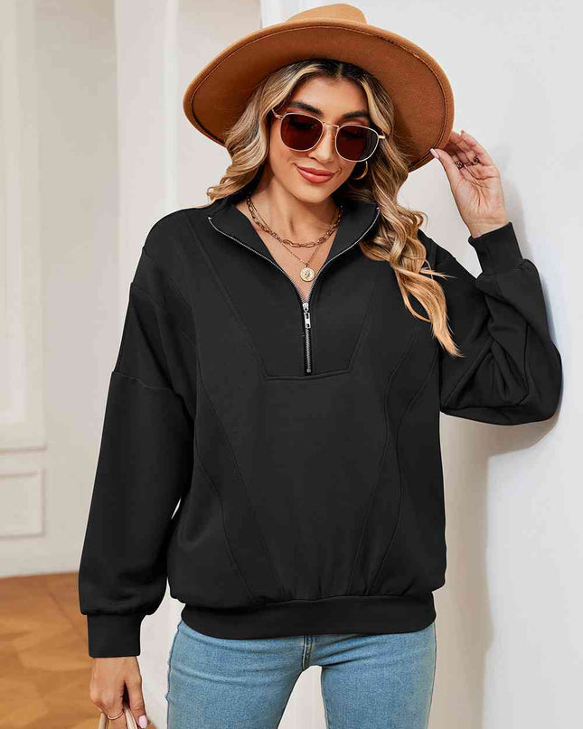 Half-Zip Dropped Shoulder Sweatshirt