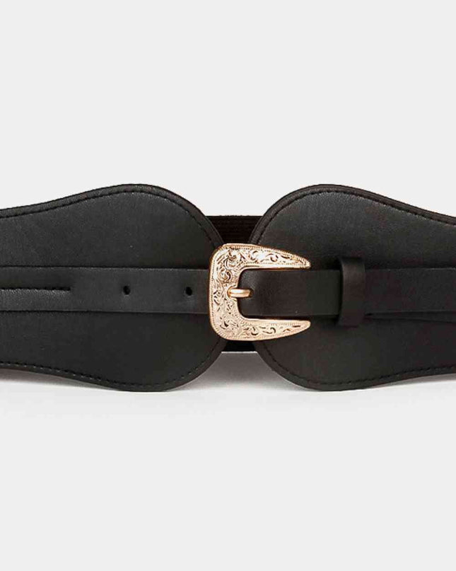 Wide Elastic Belt with Alloy Buckle