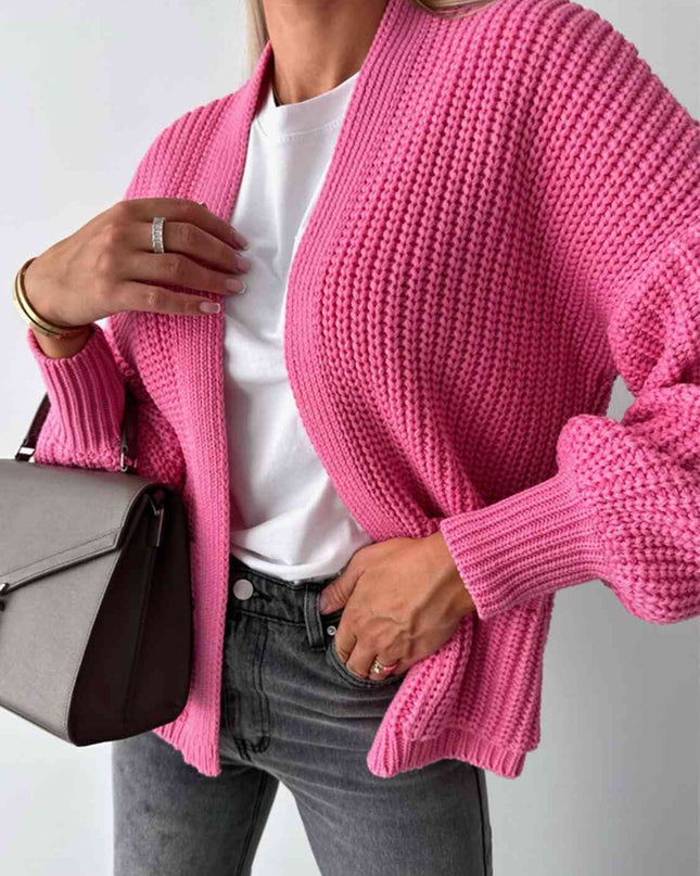 Open Front Dropped Shoulder Cardigan