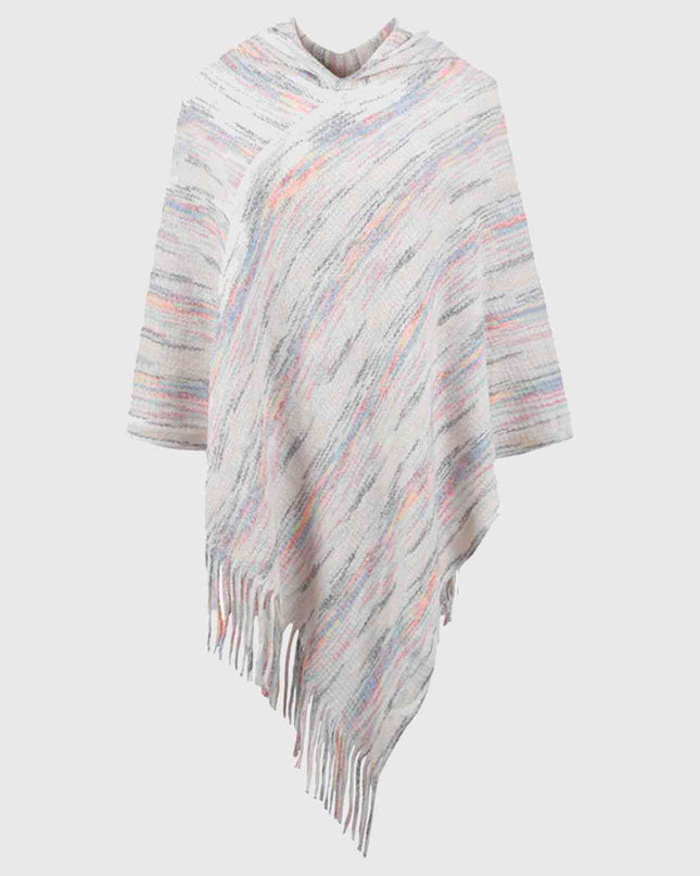 Fringe Hem Hooded Poncho