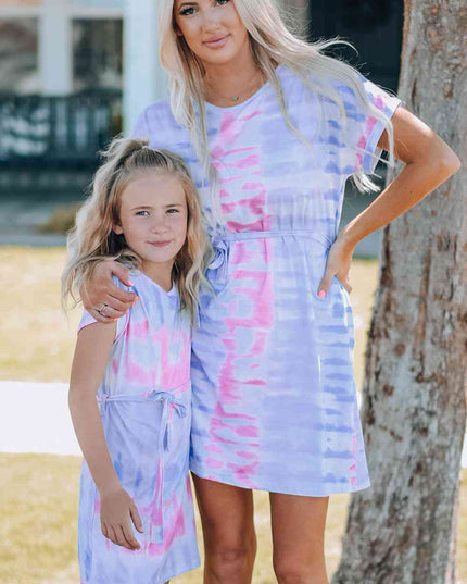 Women Tie-Dye Belted T-Shirt Dress