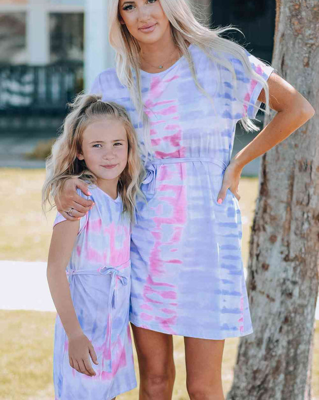 Women Tie-Dye Belted T-Shirt Dress