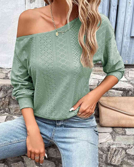 Eyelet Dropped Shoulder Blouse