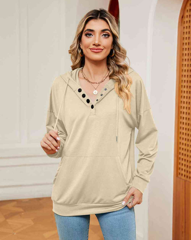 Quarter-Snap Drawstring Hoodie