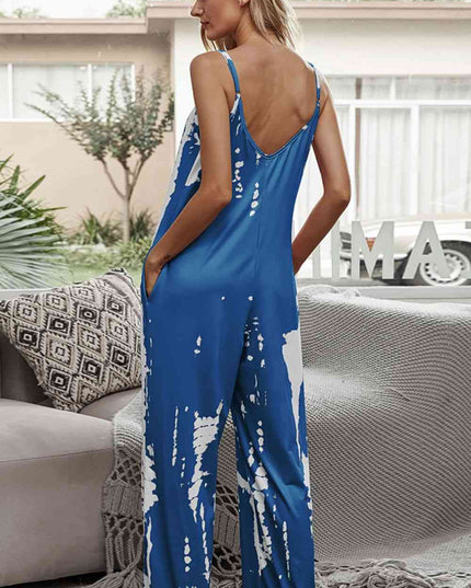 Tie-Dye Spaghetti Strap Jumpsuit with Pockets