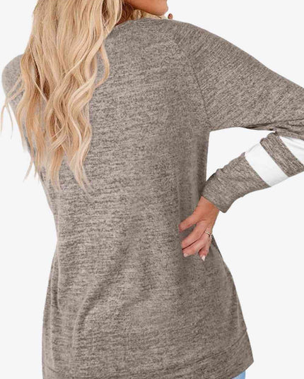 Striped Contrast Raglan Sleeve Top