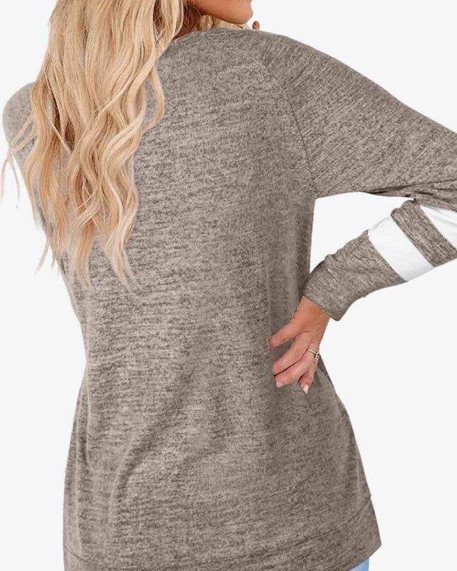Striped Contrast Raglan Sleeve Top