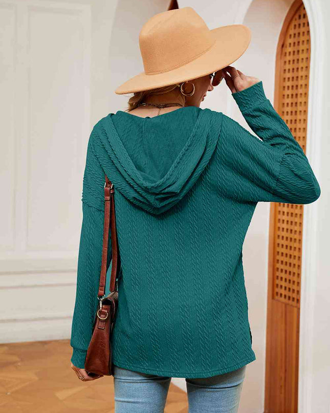 Half-Button Dropped Shoulder Hoodie