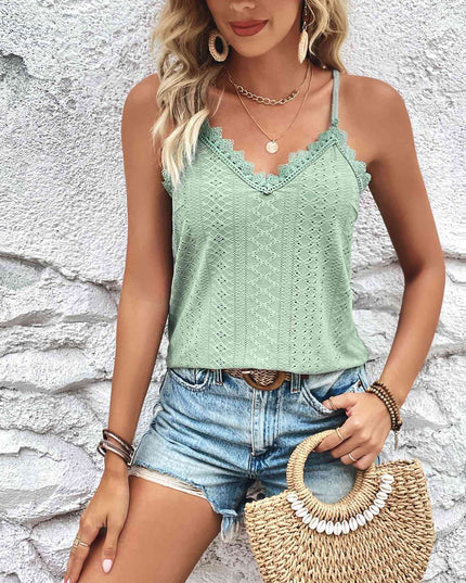 Eyelet Lace Trim V-Neck Cami