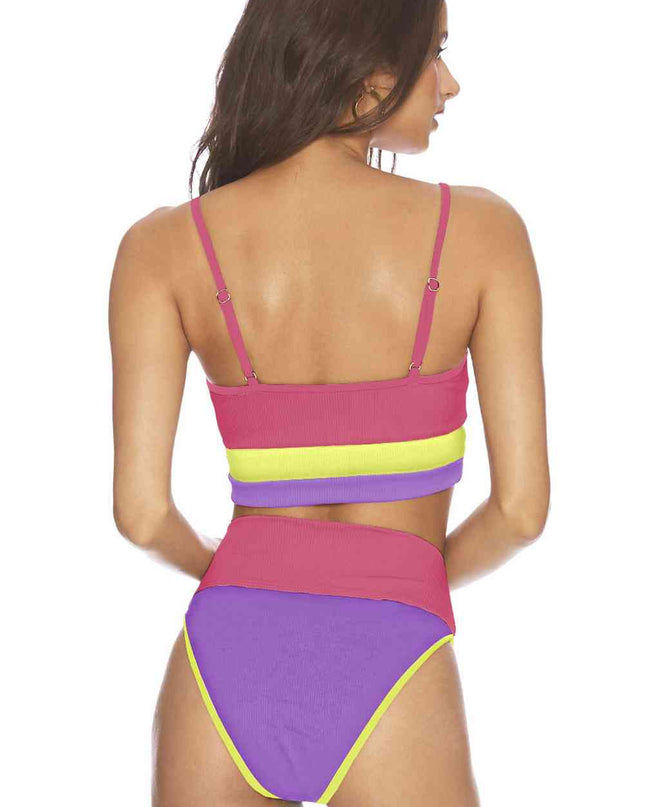 Color Block Spaghetti Strap Two-Piece Swim Set