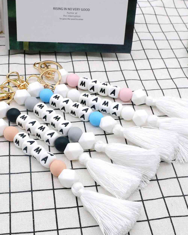 Assorted 2-Pack Mama Beaded Tassel Keychain