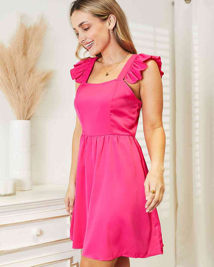 Double Take Ruffled Square Neck Dress