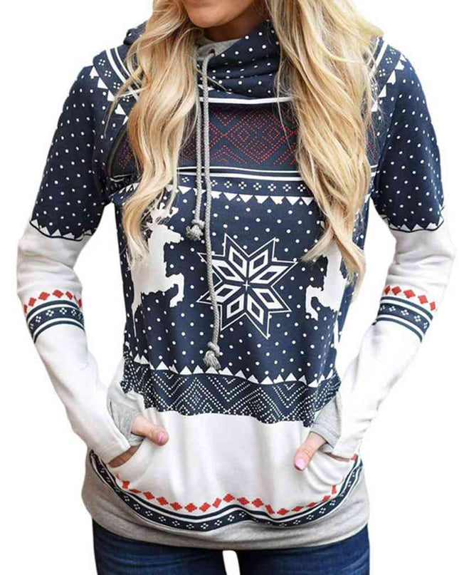 Printed Long Sleeve Hoodie with Pocket