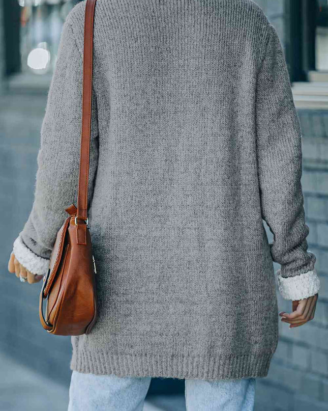Open Front Pocketed Longline Cardigan