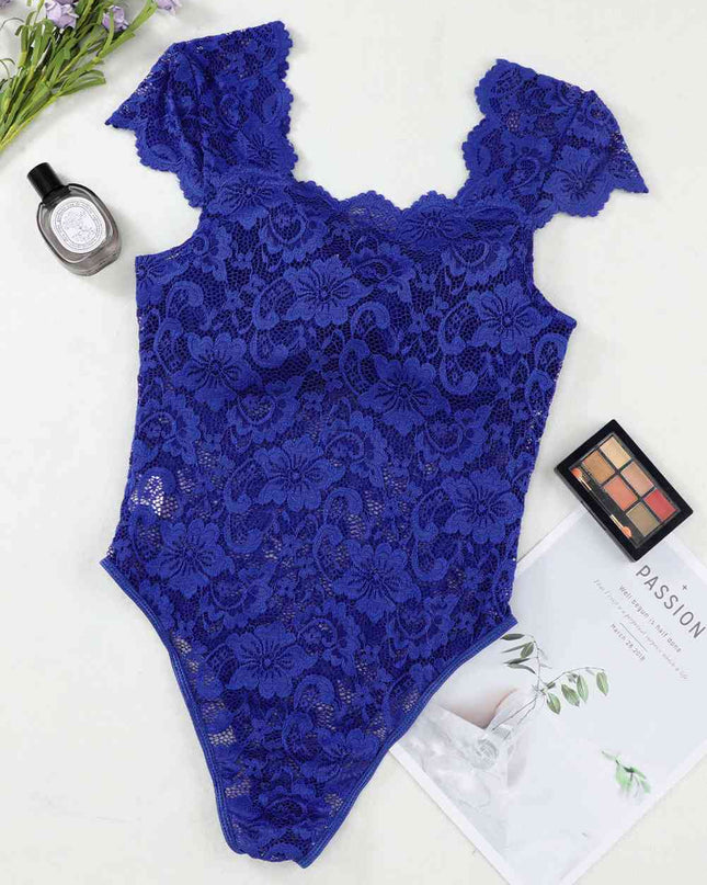 Ruched Sweetheart Neck Lace Bodysuit