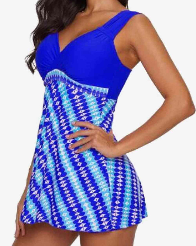 Two-Tone Sweetheart Neck Tankini Set