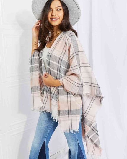 Leto Punch of Plaid Lightweight Poncho