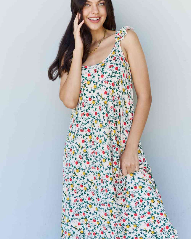 Doublju In The Garden Ruffle Floral Maxi Dress in Natural Rose