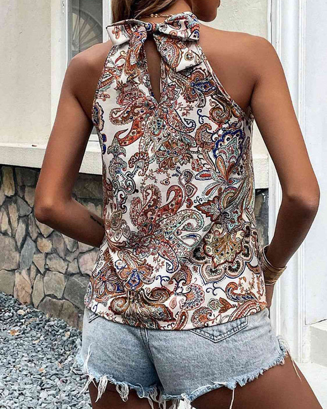 Printed Tie Back Tank Top