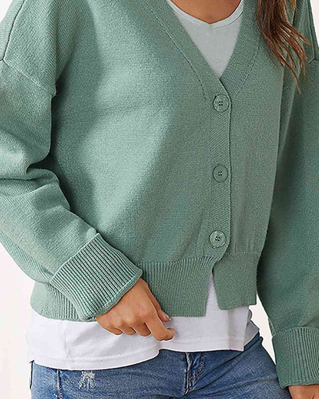 V-Neck Button Up Long Sleeve Cardigan