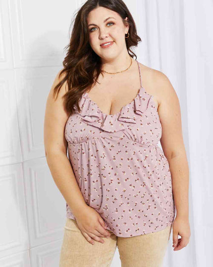 Culture Code Full Size Taste of Spring Ruffle Sleeveless Top
