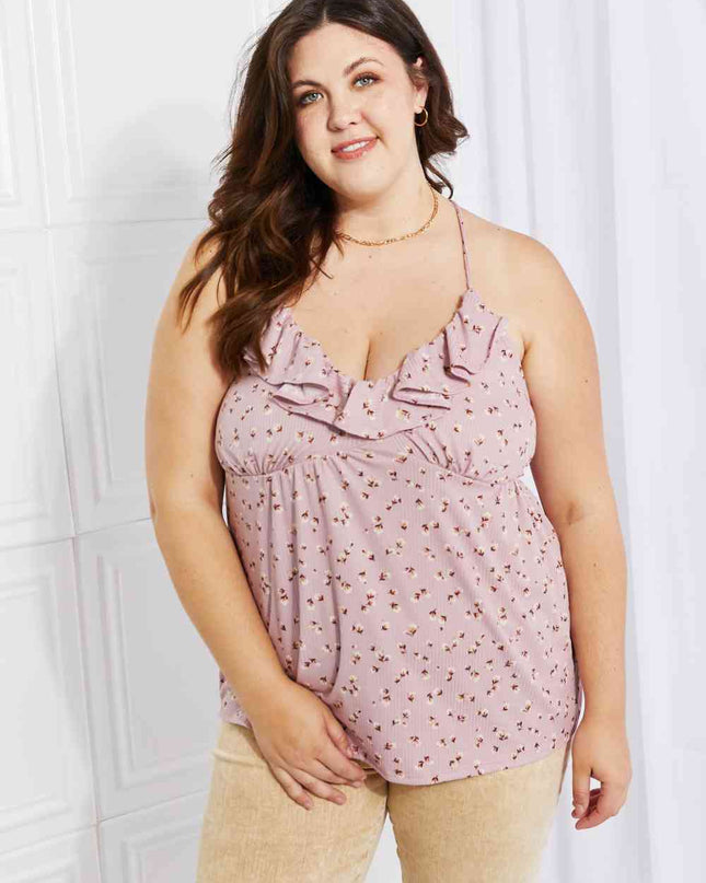 Culture Code Full Size Taste of Spring Ruffle Sleeveless Top
