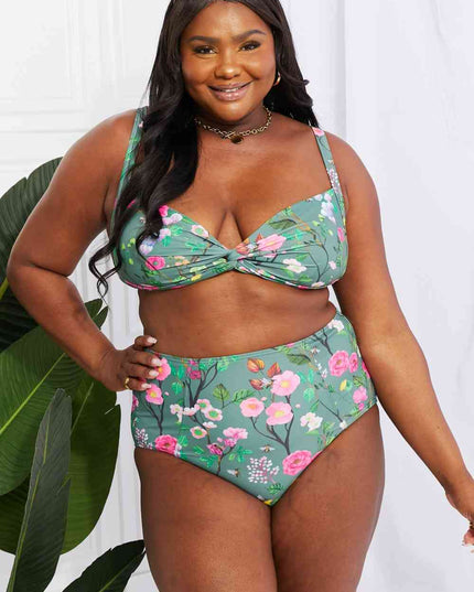 Marina West Swim Take A Dip Twist High-Rise Bikini in Sage