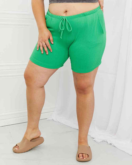 Blumin Apparel Too Good Full Size Ribbed Shorts in Green