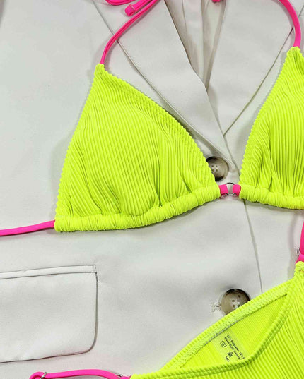 Ribbed Tie Back Bikini Set
