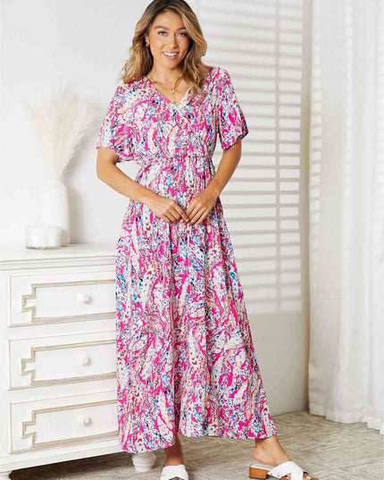 Double Take Multicolored V-Neck Maxi Dress