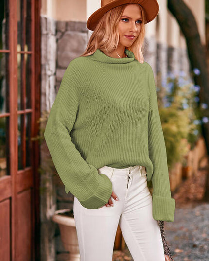 Mock Neck Drop Shoulder Sweater