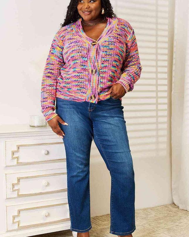 Woven Right V-Neck Long Sleeve Cardigan