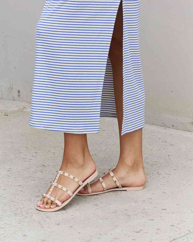 Forever Link Studded Cage Strap Slide Jelly Sandal