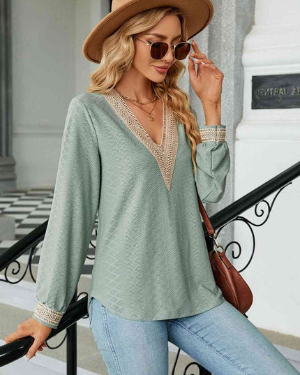 V-Neck Long Sleeve Blouse